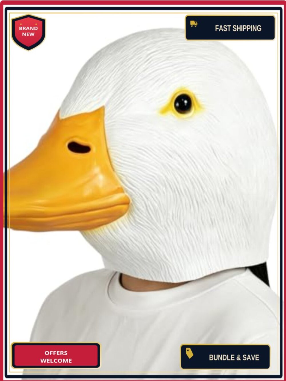 Deluxe Duck Head Mask Natural Latex 3D Eyes Halloween Costume Party Adult